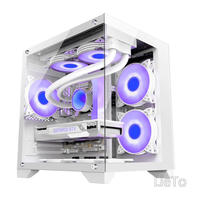 【送料無料】pcケース ミドルタワー pcケース 強化ガラスモデル micro-atx ホワイト（White）｜LieTo