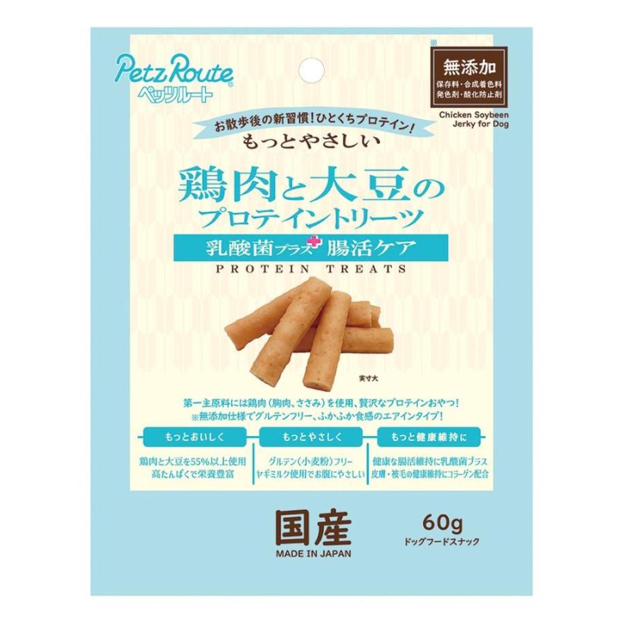 【30個セット】ペッツルート 鶏むね肉と大豆のプロテイントリーツ 乳酸菌プラス腸活ケア60g｜スペシャルスペース　ペット館