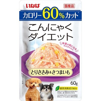 【96個セット】いなばペットフード株式会社 こんにゃくダイエット とりささみ＆さつまいも60g