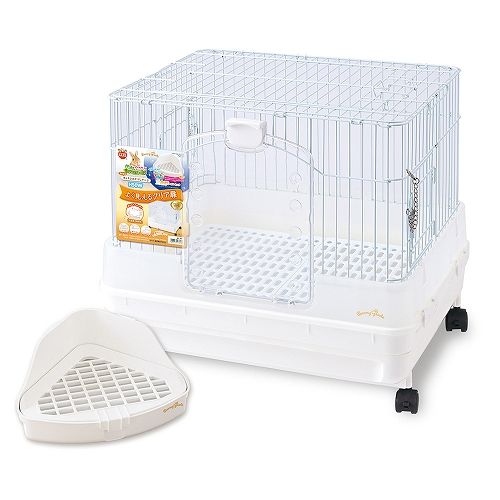 マルカン うさぎのカンタンおそうじケージH50W　三角形トイレセット