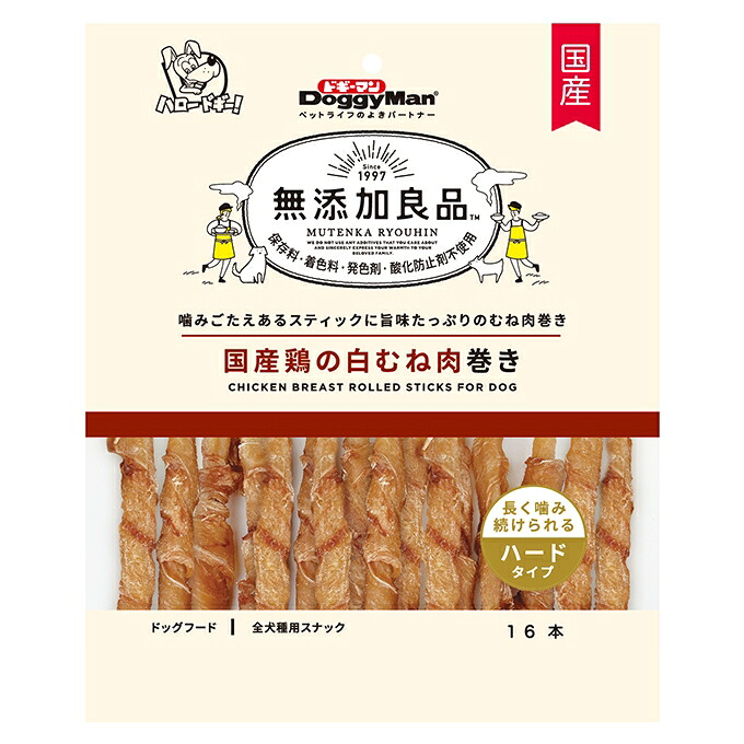 【12個セット】ドギーマンハヤシ 無添加良品 国産鶏の白むね肉巻き 16本