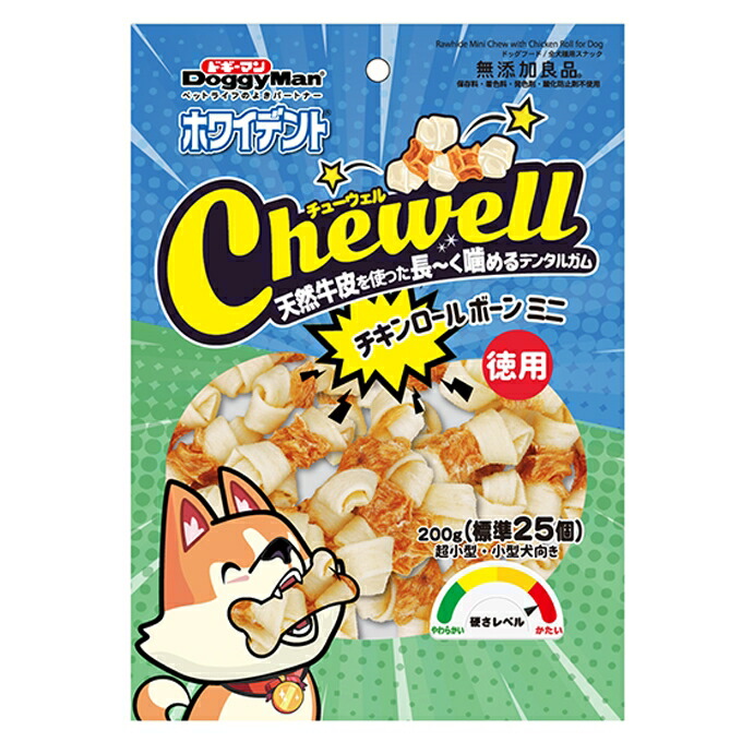 【6個セット】ドギーマンハヤシ ホワイデント CheweLL チキンロールボーンミニ 徳用200g(標準25本)