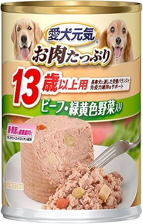 【24個仕掛ける】愛犬甲斐甲斐しい缶13歳からの愛犬用牛肉\u0026緑黄色草片入り口・入口375g