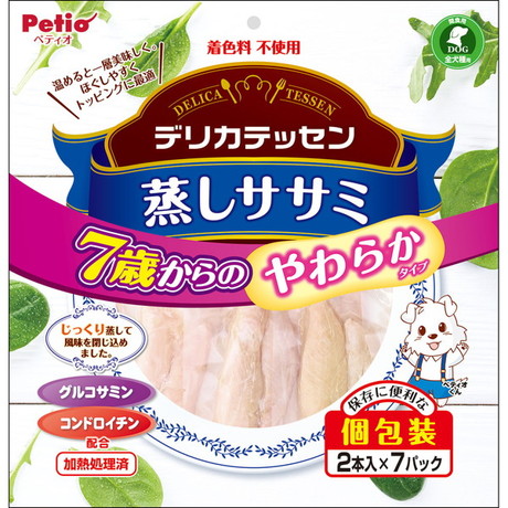【6個セット】ペティオ デリカテッセン 蒸しササミ7 歳からのやわらか健康ケア 2本入×7パック
