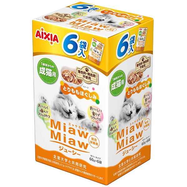 【10個セット】 アイシア MiawMiaw ジューシー 6P とりももほぐしみ 360g