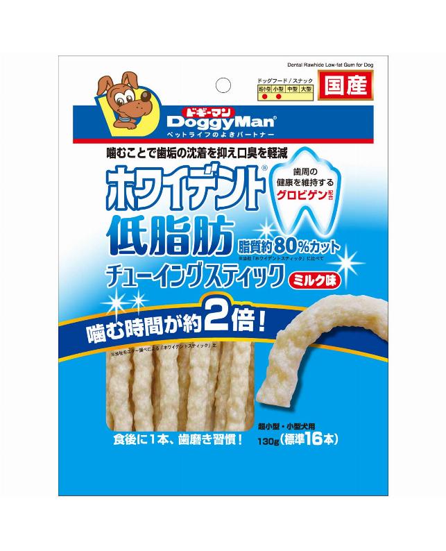【24個仕掛ける】ドギーマンハヤシ ホワイデント低脂肪組織チューイングスティックミルク味130g