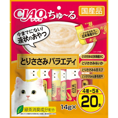 【16個セット】いなばペットフード CIAOちゅ～るとりささみバラエティ14g×20本