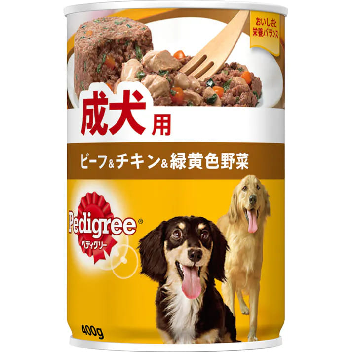 【24個仕掛ける】マースジャパンリミテッド ペディグリー成犬用牛肉＆意気地無し＆緑黄色草片400g