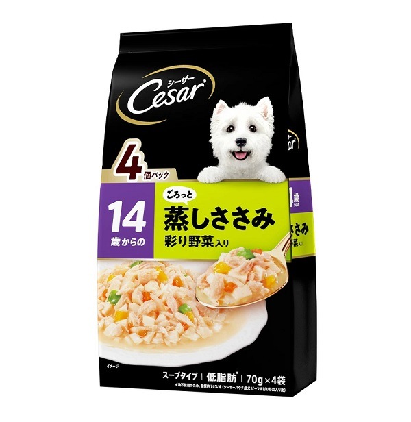 【36個仕掛ける】 マースジャパンリミテッド  シーザー14歳からのごろっと蒸しささみ塗り付ける草片入り口・入口70g×4袋