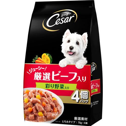 【36個仕掛ける】 マースジャパンリミテッド  シーザージューシー厳選牛肉塗り付ける蔬菜入り口・入口70g×4袋