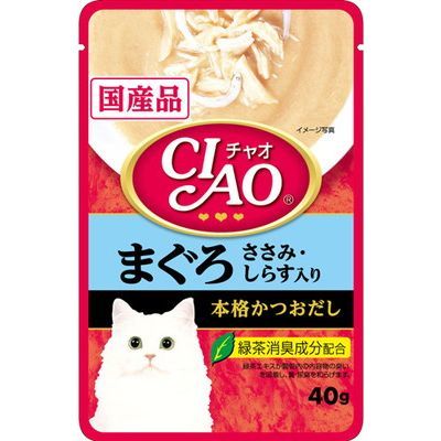 【96個セット】いなばペットフード　CIAOパウチまぐろささみ・しらす入り40g