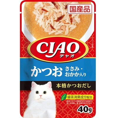 【96個セット】いなばペットフード　CIAOパウチかつおささみ入りほたて味40g
