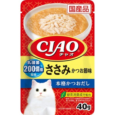 【96個セット】いなばペットフード CIAOパウチ 乳酸菌入り ささみ かつお節味40g｜スペシャルスペース　ペット館