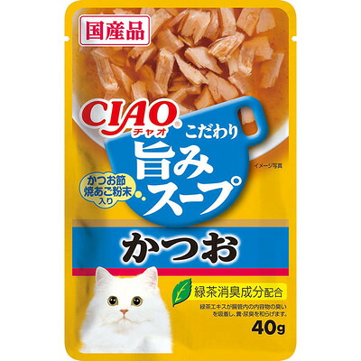 【48個セット】 いなばペットフード CIAO（チャオ） 旨みスープ パウチ かつお 40g
