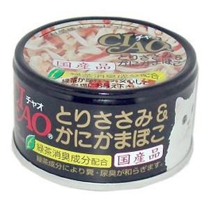 【48個セット】いなばペットフード CIAOホワイティ(とりささみシリーズ)とりささみ＆かにかまぼこ85g