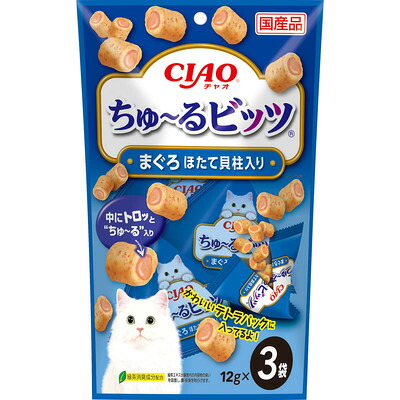 【48個仕掛ける】CIAOちゅ～るビッツまぐろほたて内転筋入り口・入口12g×3袋