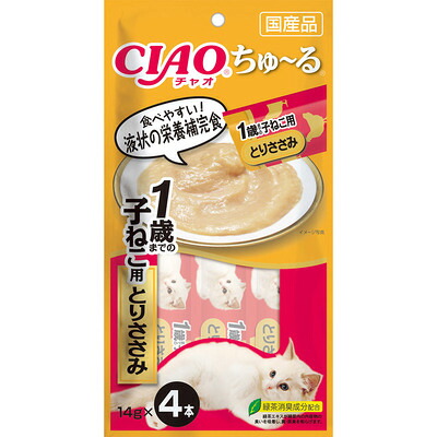 【48個仕かける】いなば愛玩動物ボンネット  CIAOちゅ～る1歳までの子ねこ用とりささみ14g×4本