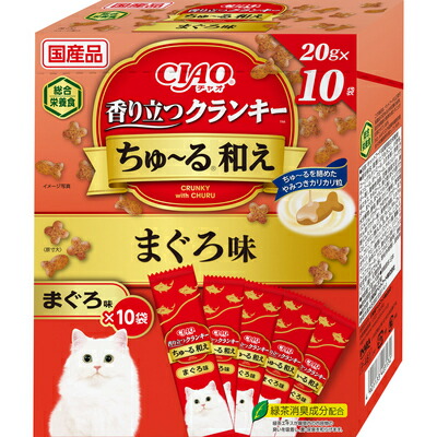 【12個セット】CIAO香り立つクランキーちゅーる和えまぐろ味20g×10袋