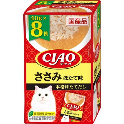 【12個セット】いなばペットフード CIAOパウチささみほたて味40g×8袋