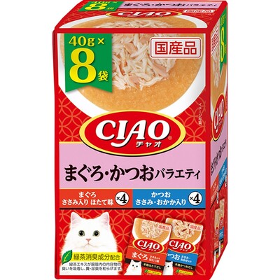 【12個書き割り】いなば愛玩動物ボンネット  CIAO合切袋まぐろ・かつお多様なこと40g×8袋