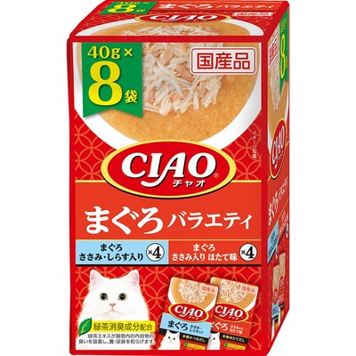 【6個セット】いなばペットフード CIAOパウチまぐろバラエティ40g×8袋