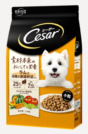 【6個仕掛ける】マースジャパンリミテッド シーザー素っ気ない 素粒子 成犬用 子ヒツジと4種の栽培所草片入り口・入口 1.5kg