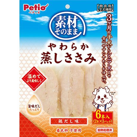【30個セット】ペティオ ペティオ素材そのままやわらか蒸しささみ鶏だし味6本入｜スペシャルスペース　ペット館