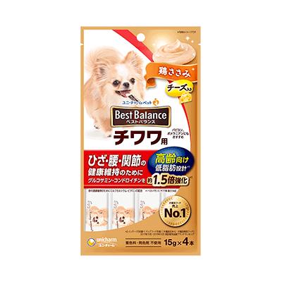 【24個セット】ユニ・チャーム ベストバランスおやつチワワ用高齢向け鶏ささみ15g×4本
