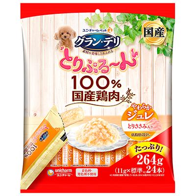 【24個セット】ユニ・チャーム グラン･デリとりぷるーんジュレとりささみ11g×6本
