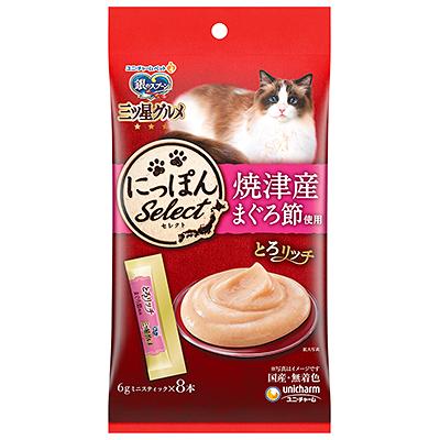 【24個セット】ユニ・チャーム 銀のスプーン三ツ星グルメおやつにっぽんselectとろリッチまぐろ節使用48g