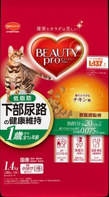 【8個セット】 日本ペットフード ビューティープロ キャット 下部尿路の健康維持 低脂肪 1歳から チキン味 1.4kg｜スペシャルスペース　ペット館 10,913円
