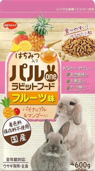 【12個仕掛ける】日本愛玩動物ボンネット 茶飲み友だち一 パルワンラビットフード フルーツ味 600g