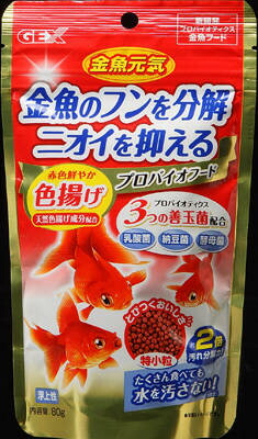【36個セット】ジェックス 金魚元気 プロバイオ フード 色揚げ 80g
