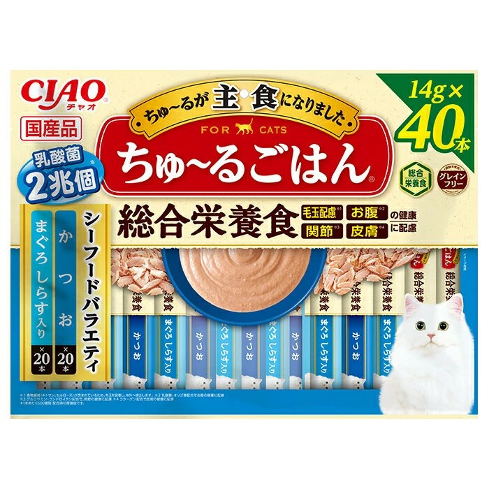 【8個セット】いなば CIAOちゅ～るごはんシーフードバラエティ14g×40本