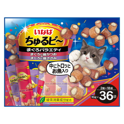 【8個セット】いなばペットフード ちゅるビ~ まぐろバラエティ 10g×36袋