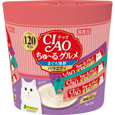【4個セット】いなば CIAOちゅ~るグルメ120本まぐろ海鮮バラエティ14g×120本|スペシャルスペース ペット館