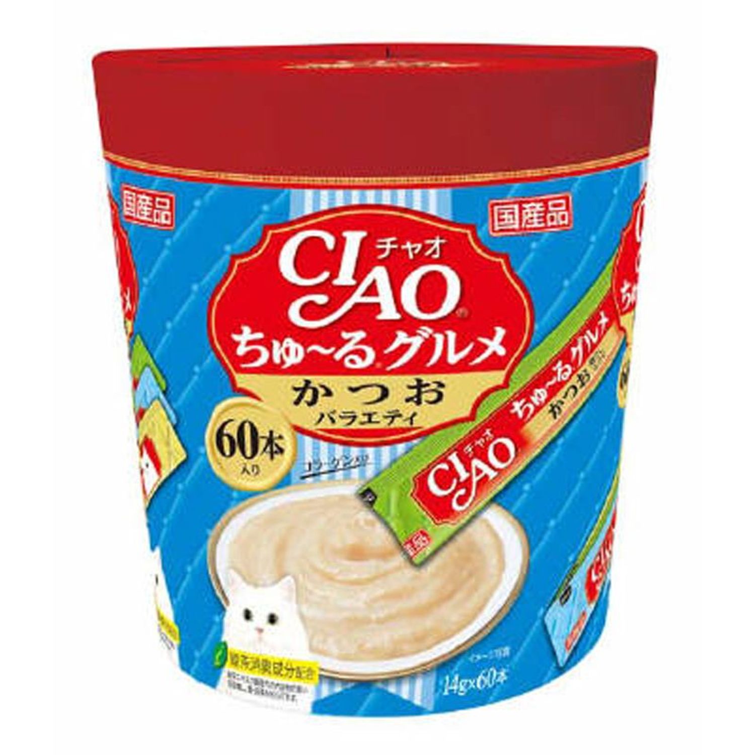 【8個セット】いなば CIAOちゅ～るグルメかつおバラエティ14g&times;60本｜スペシャルスペース　ペット館
