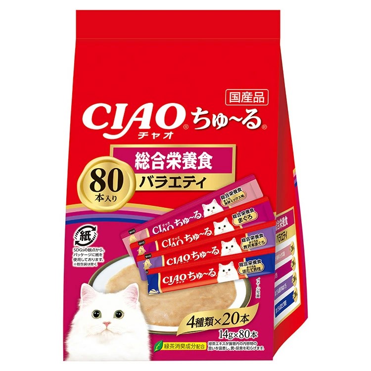 【6個セット】いなば CIAO ちゅ~る 総合栄養食バラエティ 14g×80本|スペシャルスペース ペット館