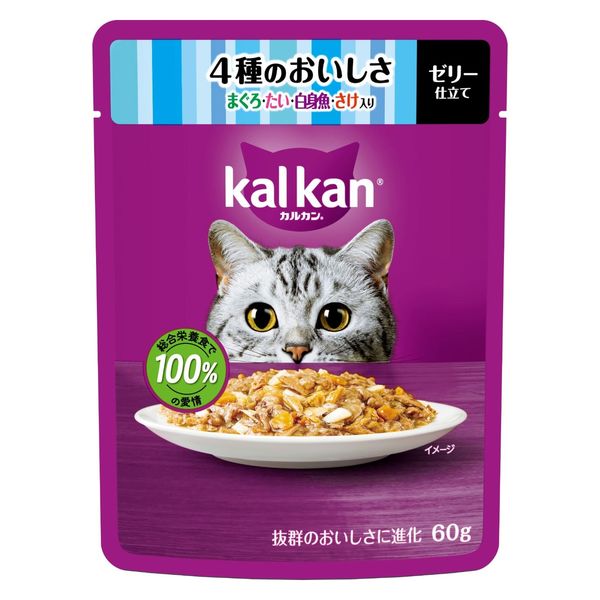 【60個セット】マースジャパン カルカンパウチ　4種のおいしさ　まぐろ・たい・白身魚・さけ入り 60g