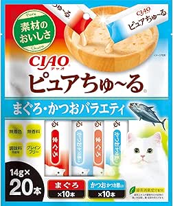 いなば 【4個セット】いなばペットフード CIAO　ピュアちゅーる　まぐろ・かつおバラエティ 14g×40P