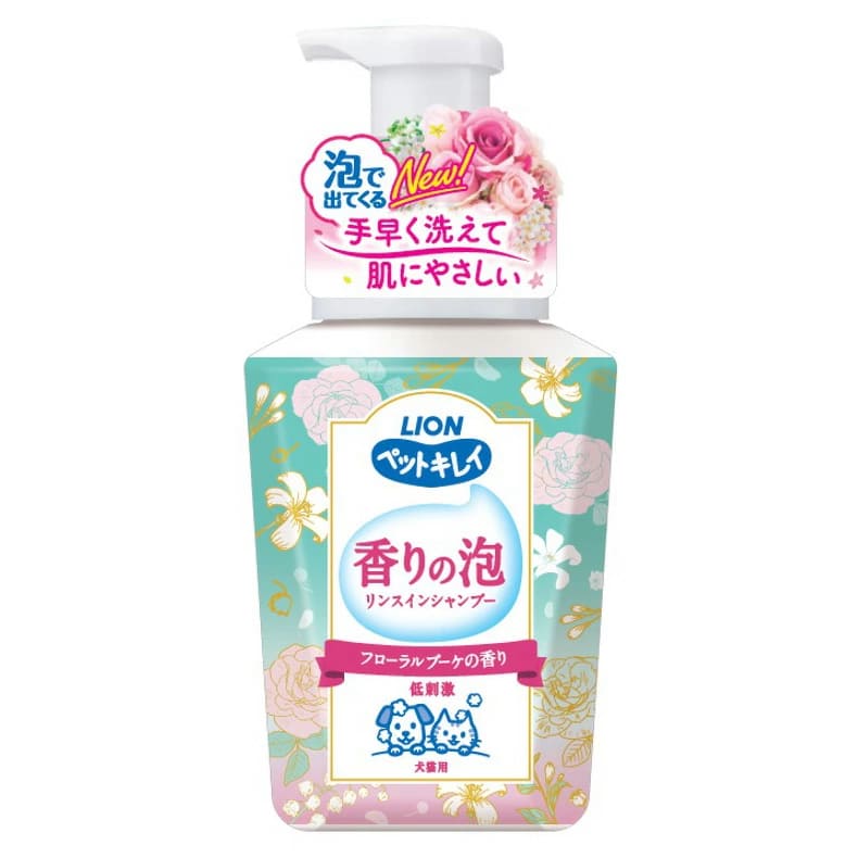 【12個セット】ライオンペット ペットキレイ　香りの泡リンスインシャンプー　犬猫用　フローラルブーケの香り 500ml 8,618円
