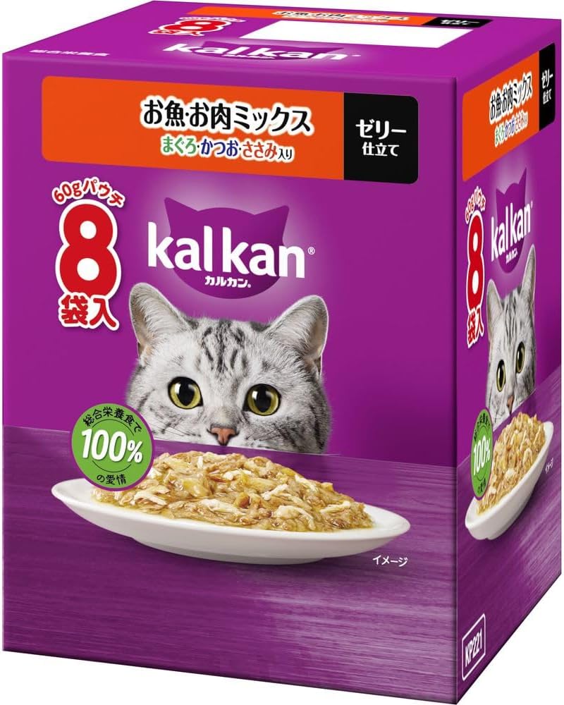 【10個セット】マースジャパン カルカンパウチ　お魚・お肉ミックス　まぐろ・かつお・ささみ入り 60g×8