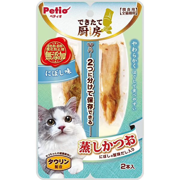 【60個仕かける】ペティオ できたて御厨子所 猫 蒸しかつお にぼし味 2本入