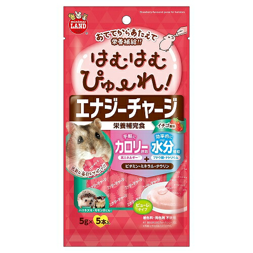 【48個セット】 マルカン はむはむぴゅーれ　エナジーチャージ　イチゴ風味 5本