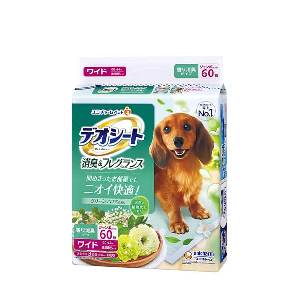 ユニチャームペット 【4個仕掛ける】デオシート消臭＆フレグランスグリーンアロマの芳ばしさ広広とした 60枚