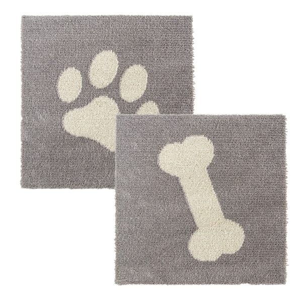 【5個セット】ピタペトモジョイントペットラグパウ＆ボーン袋入ヘッダー（2枚入） 約45&times;45　ブラウン｜スペシャルスペース　ペット館