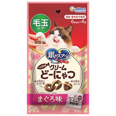 【30個セット】ユニ・チャーム 銀のスプーンおやつお魚味クリームどーにゃつ毛玉ケアまぐろ味２４ｇ