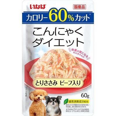 いなば 【72個仕掛ける】いなば愛玩動物ボンネット株式会社 こんにゃく食事制限 とりささみ 牛肉入り口・入口60g