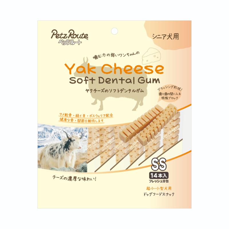 【36個セット】ペッツルート ヤクチーズのソフトデンタルガムＳＳ　シニア犬用１４本