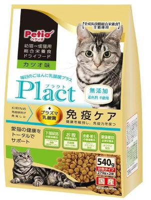 【12個セット】株式会社ペティオ プラクト キャット ドライフード 幼猫‐成猫用 カツオ味540g